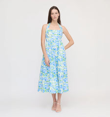 CouturebudThe Hill House x La Coqueta Fleur Midi Dress - Blue Watercolor Hydrangea