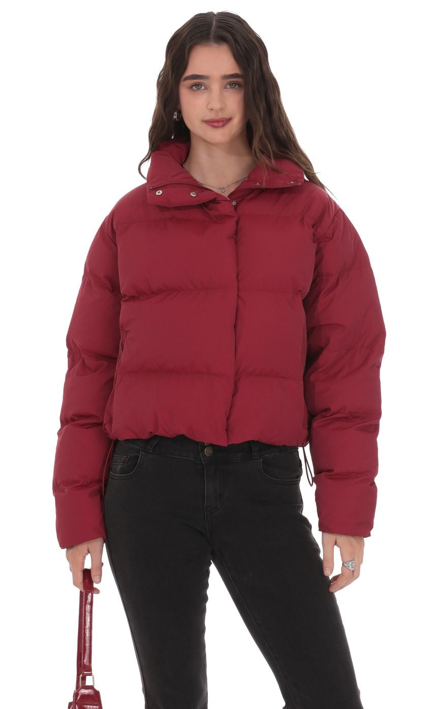 Puffer Jacket in Deep Red