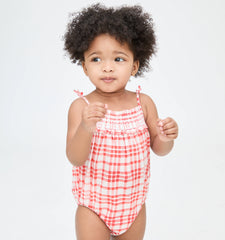 Couturebud The Baby Kendall Bubble - Cherry Watercolor Gingham