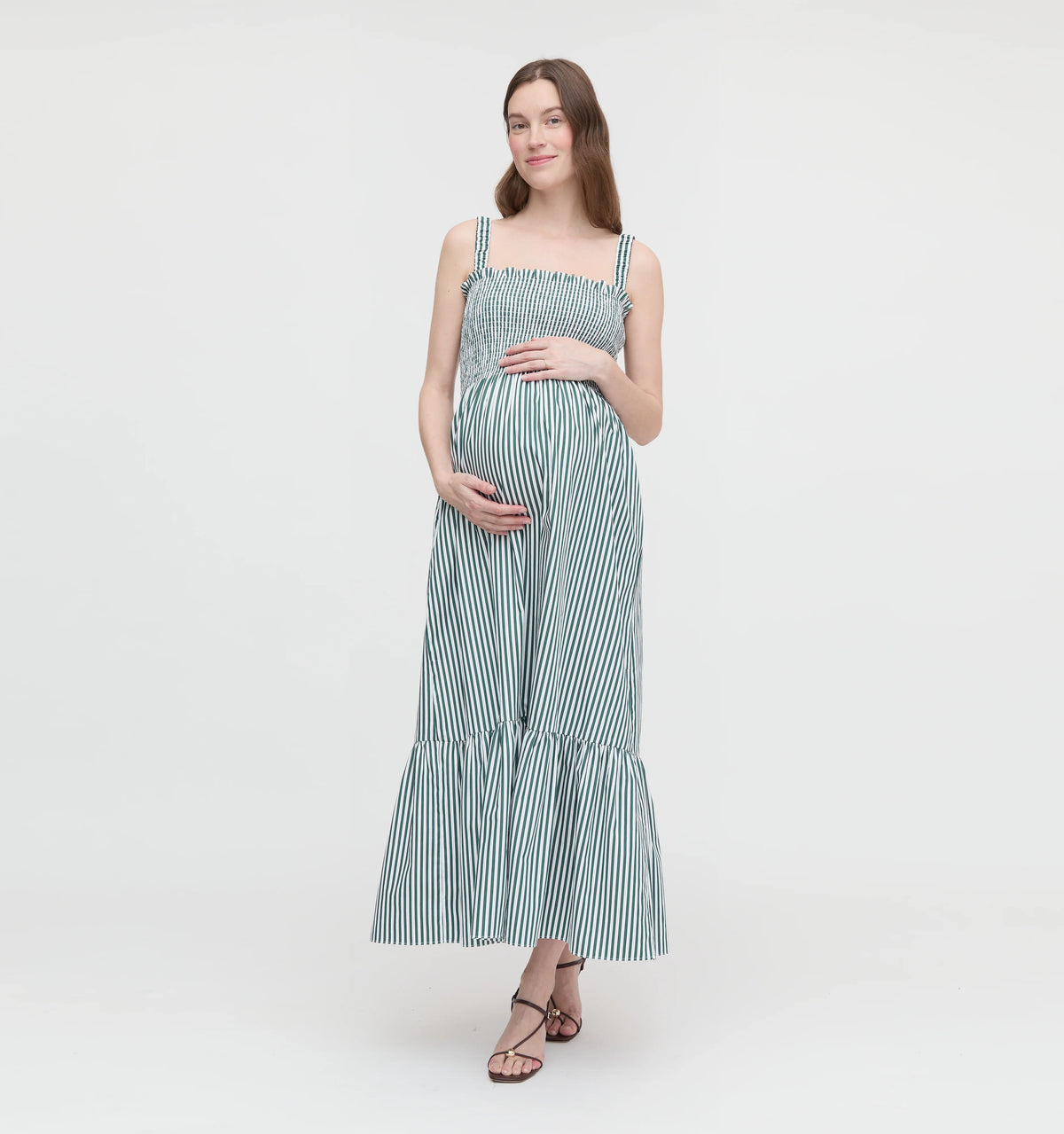 Couturebud The Maternity Anjuli Nap Dress - Green Stripe