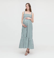 Couturebud The Maternity Anjuli Nap Dress - Green Stripe