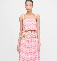 Couturebud The Clara Crop Top - Pink Cala Check