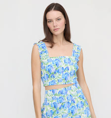 CouturebudThe Hill House x La Coqueta Azalea Nap Top - Blue Watercolor Hydrangea