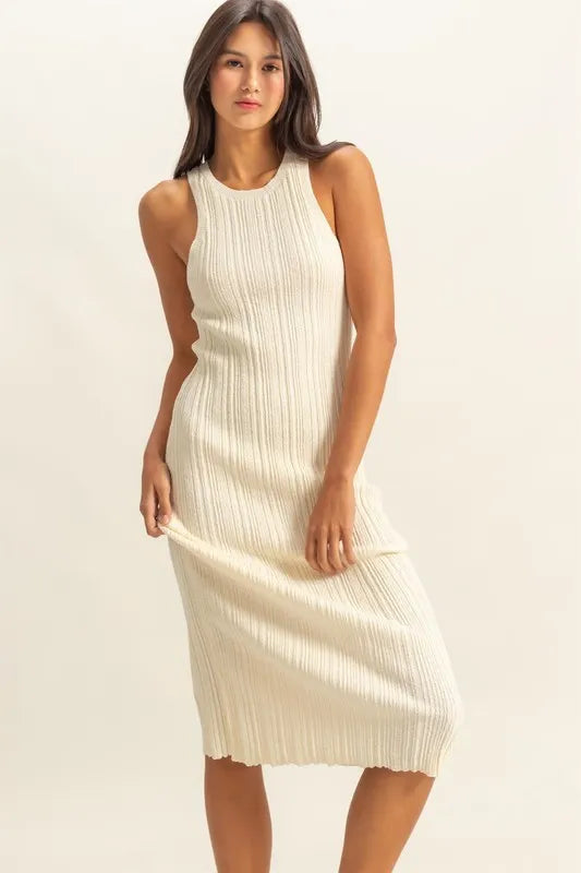 HYFVE Round Neck Bodycon Ribbed Knit Dress
