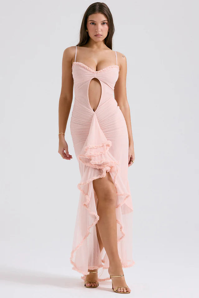 Gabriella Light Peach Ruffle Dress