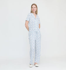 Couturebud The Marina Pajama Set - Blue Vine Stripe