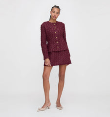 Couturebud The Valentina Jacket - Burgundy Tweed