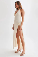 Barbara Halter Floral Applique Knitted Dress