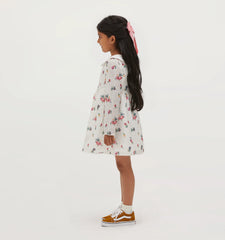 Couturebud The Tiny Lottie Dress - Ivory Ikat Floral Crushed Taffeta