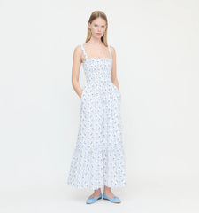 Couturebud The Anjuli Nap Dress - Blue Vine Stripe