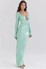 Titania Seafoam Sequin Maxi Gown