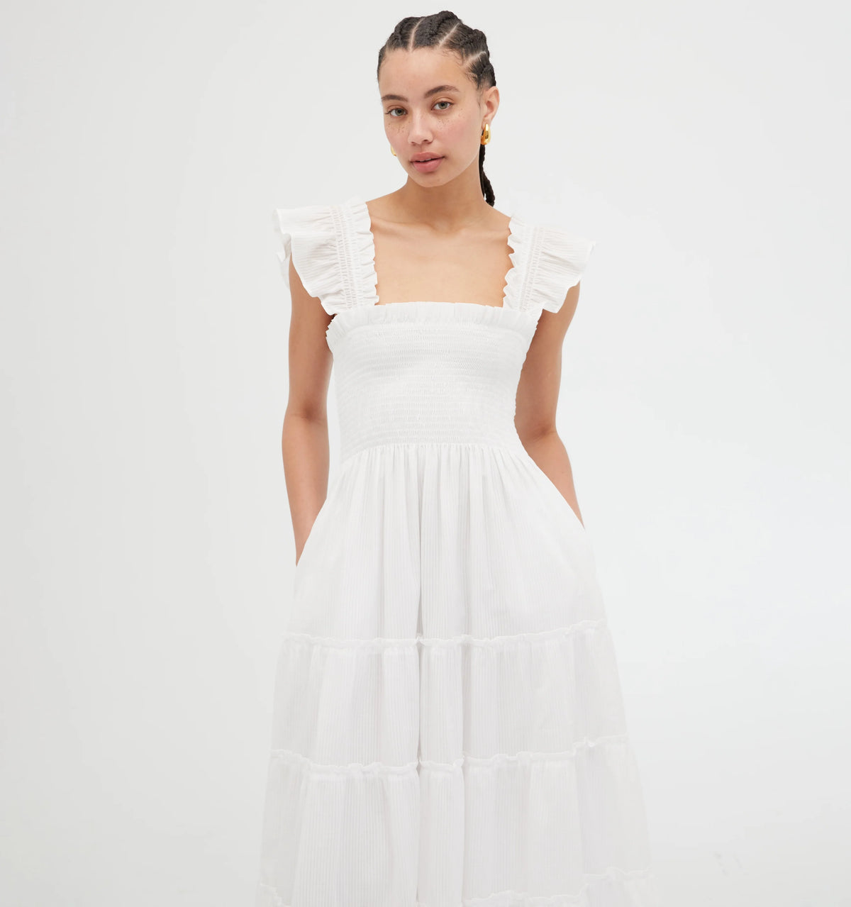 Couturebud The Ellie Nap Dress - White Shadow Stripe