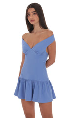 Off Shoulder Drop Waist Dress in Periwinkle