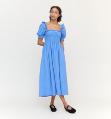 Couturebud The Scarlett Nap Dress - Hydrangea Blue Textured Clip Dot