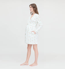 Couturebud The Maternity Ivory Robe - Pastel Trellis