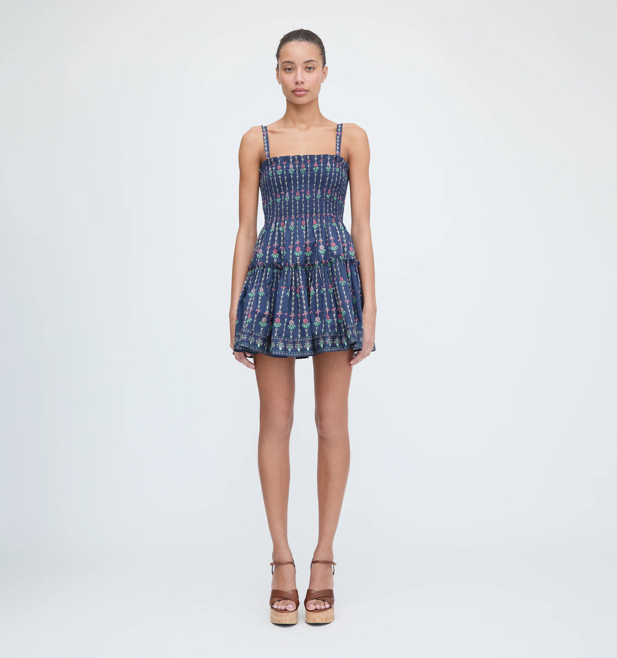 CouturebudThe Seraphina Mini Nap Dress - Navy Trailing Fern