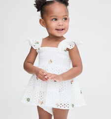 Couturebud The Baby Ellie Nap Dress - White Daisy Eyelet