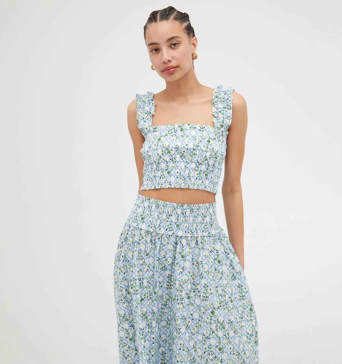 Couturebud The Azalea Nap Top - Blue Basketweave Vine