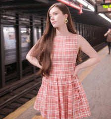 Couturebud The Cosima Mini Nap Dress - Cherry Watercolor Gingham