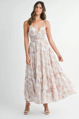 MABLE Floral Print Tiered Cami Maxi Dress