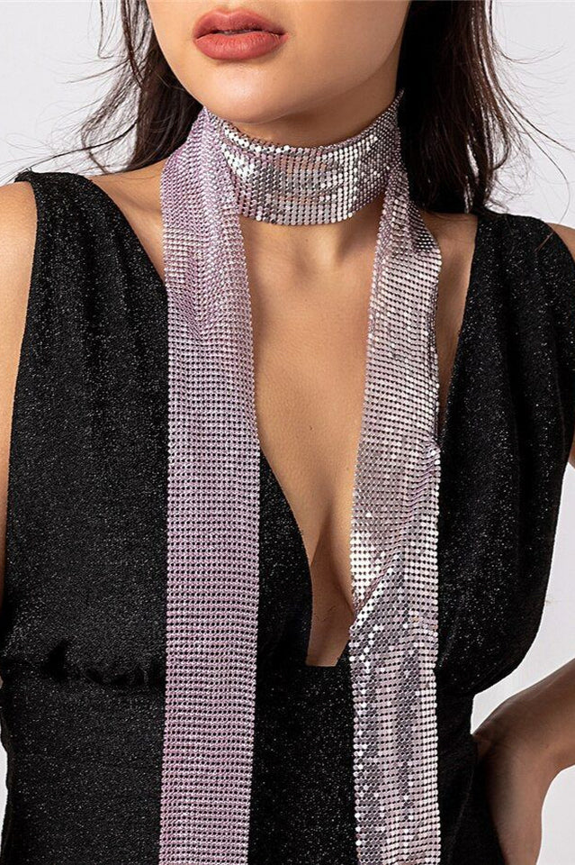 Tassel Metal Neck Tie Scarf