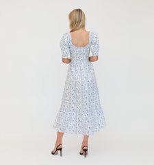 Couturebud The Louisa Nap Dress - Blue Vine Stripe