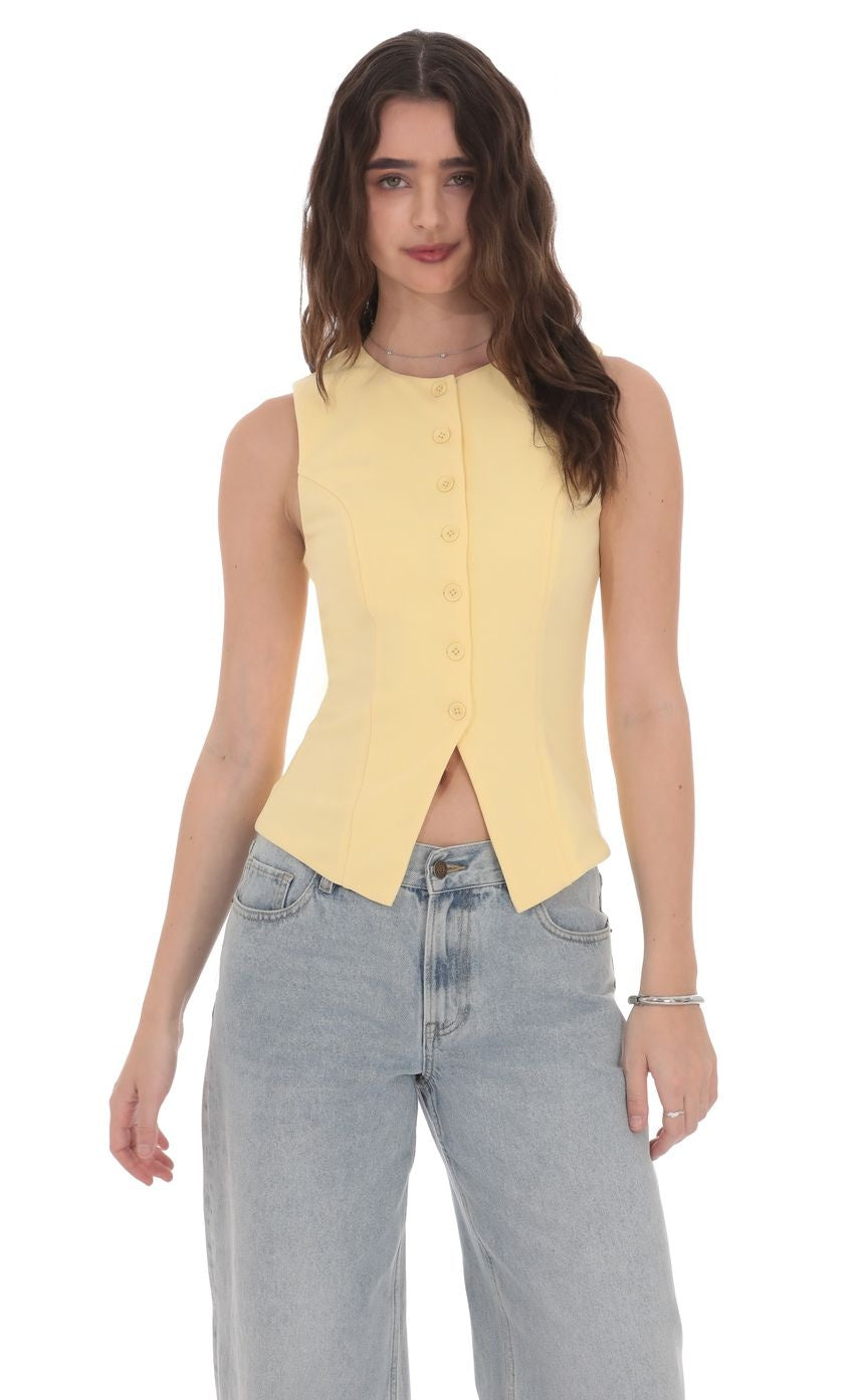 High Neck Vest in Yellow