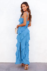 Ocean Waves Tiered Ruffle Maxi Dress