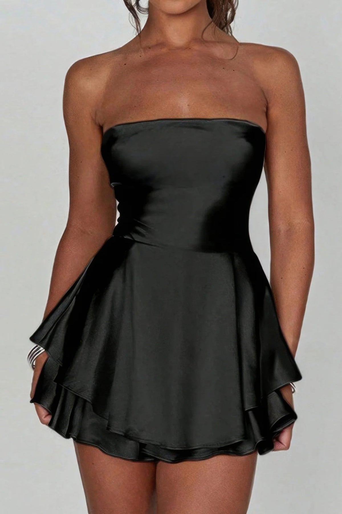 Solid Backless Lace Up Tube Fit Mini Dress