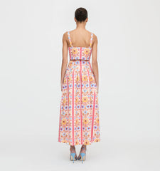 CouturebudThe Kate Midi Skirt - Pink Floral Block Stripe