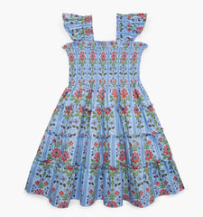 Couturebud The Tiny Ellie Nap Dress - Blue Floral Block Stripe