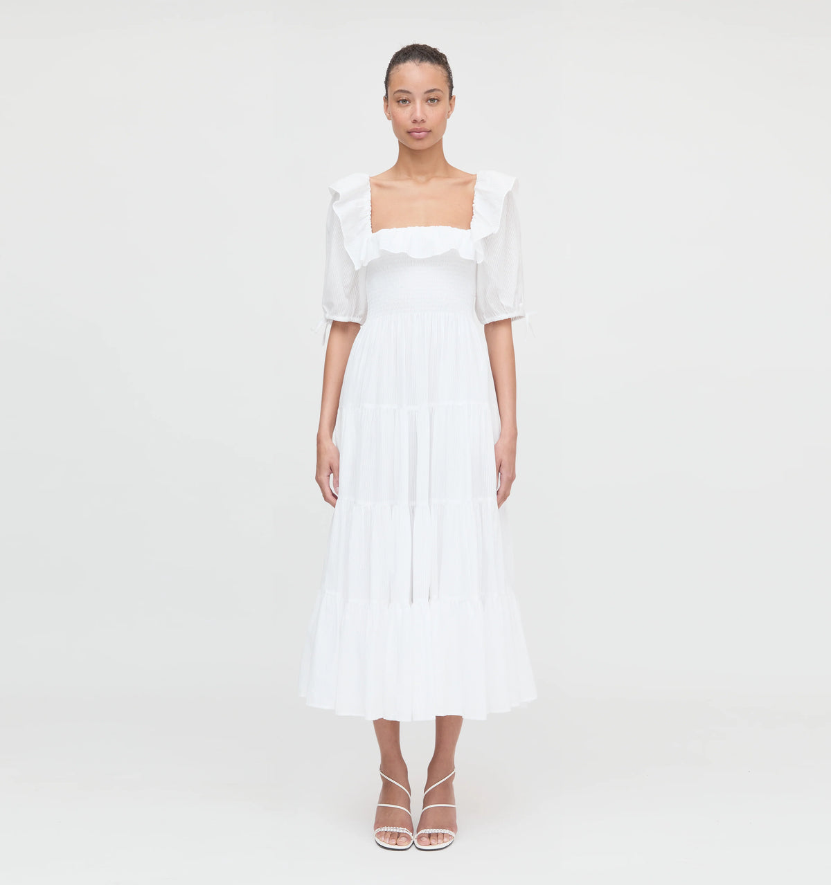 Couturebud The Corinne Nap Dress - White Shadow Stripe