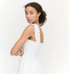 Couturebud The Kimmy Nap Dress - White Linear Swiss Dot