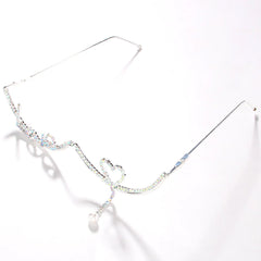 Half Frame Rhinestone Crystal Glasses