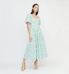 CouturebudThe Hill House x La Coqueta Matilda Dress - Green Bird Floral