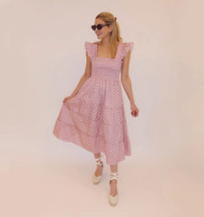 Couturebud The Ellie Nap Dress - Rose Circular Lattice