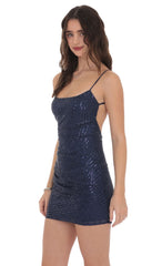 Sequin Bodycon Dress in Navy