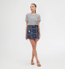 Couturebud The Carolina Skirt - Navy Floral Patchwork