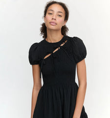 Couturebud The Gia Mini Nap Dress - Black Tonal Seersucker