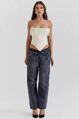 Aubrie Vintage Cream White Beaded Bra