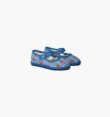 Couturebud The Hill House x Vibi Venezia Tiny Mary Jane Flats - Blue Floral Block Stripe