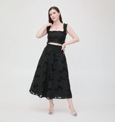 Couturebud The Azalea Nap Top - Black Floral Lace