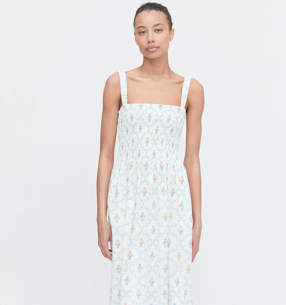 Couturebud The Anjuli Nap Dress - Pastel Trellis Cotton