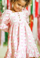 Puff Sleeve Gauze Dress - Sugarplum Santa