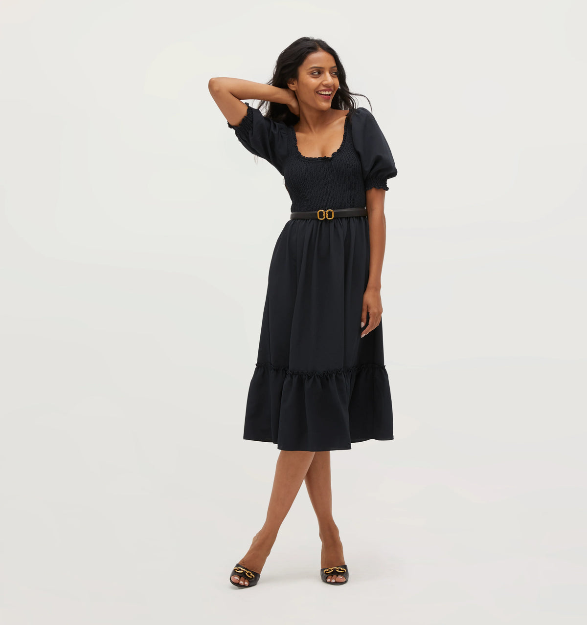 Couturebud The Louisa Nap Dress - Black Crepe