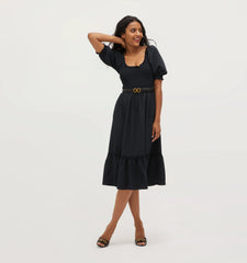 Couturebud The Louisa Nap Dress - Black Crepe