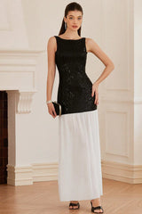 Gabrielle Patchwork Backless Maxi Dress