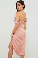 Satin Off Shoulder Dress
