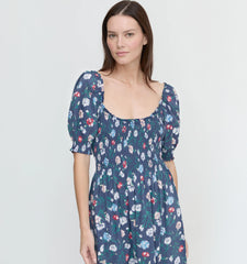 Couturebud The Louisa Nap Dress - Navy Belgravia Floral Ikat