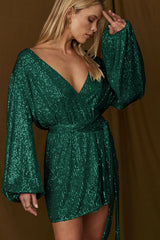 Puff Sleeve Sequin Mini Dress